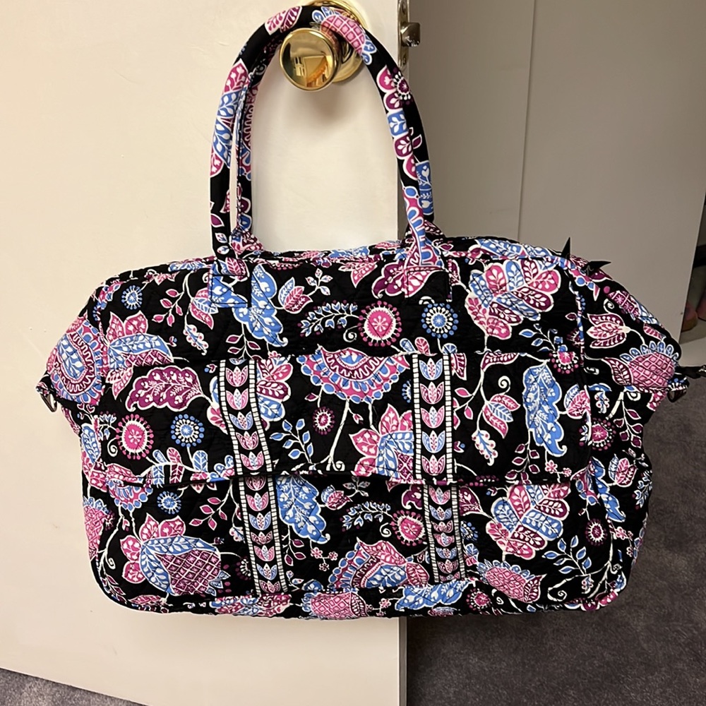 NEW Vera Bradley Large Travel Duffel Bag in Performance Twill - Pink and Black